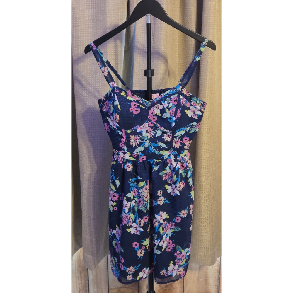Candies Floral Sweetheart Neckline‎ Dress Women's Size L Multicolor Elastic Back